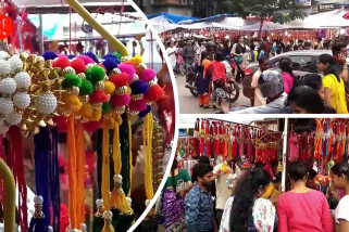 Warga banjiri pasar di Mumbai jelang festival Raksha Bandhan