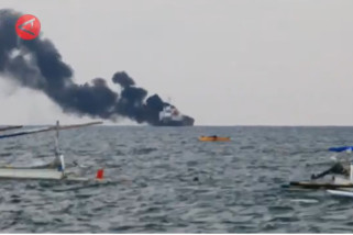 Video - Kapal pengangkut BBM terbakar di Perairan Ampenan NTB