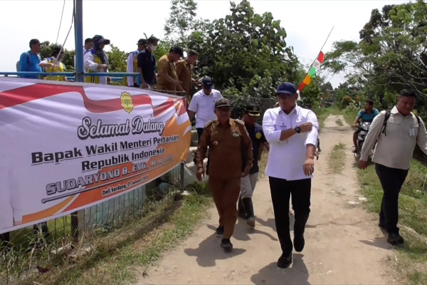 Wamentan tinjau saluran irigrasi dan bendungan Bandar Sidoras