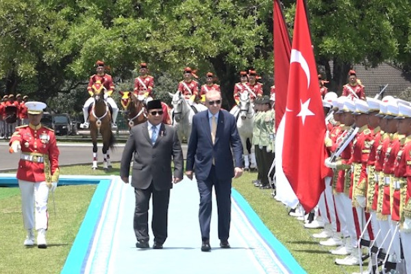 Momen upacara kenegaraan sambut Presiden Erdogan di Istana Bogor