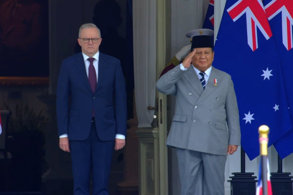 Presiden Probowo terima kunjungan PM Australia di Istana Merdeka